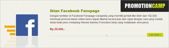 Iklan Facebook Fanspage PROMOTION CAMP