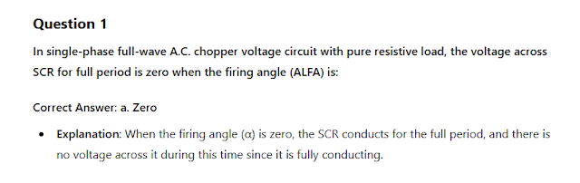 Power Electronics MCQ | 3 phase half & Full wave Rectrifier | Ac Chopper