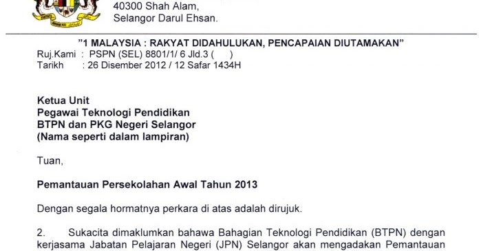 Contoh Format Surat Rasmi Kerajaan - Contoh Surat