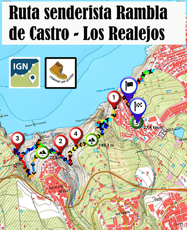 Mapa IGN de la ruta senderista Rambla de Castro