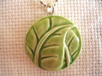 polymer clay, faux ceramic pendant