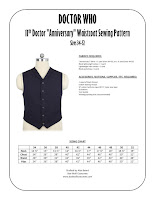 11th Doctor "anniversary" waistcoat sewing pattern