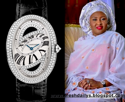 Aisha buhari $52,000 Cartier Baignoire Folle 18-Carat White Gold Diamond wristwatch