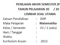 Soal UAS Matematika Kelas 7 Semester 1 dan Kunci Jawabannya