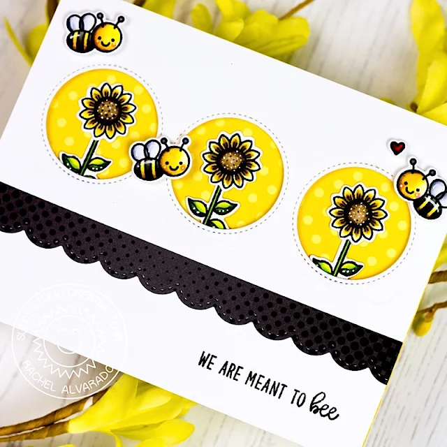 Sunny Studio Stamps: Just Bee-cause Happy Harvest Window Trio Dies Frilly Frames Bee Themed Cards by Rachel Alvarado