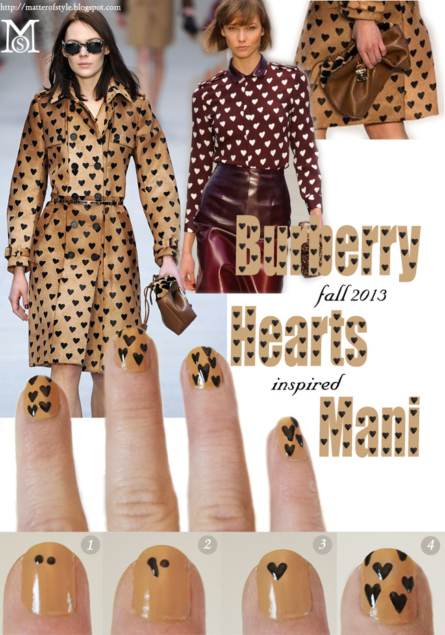burberry prorsum fall 2013, burberry inspired manicure, heart manicure, diy, my diy, fashion diy, nails diy, manicure diy, beauty how to, 