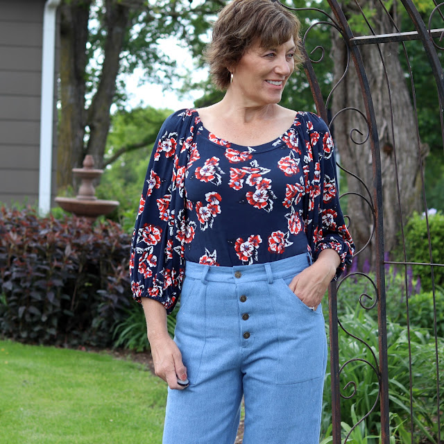 Friday Pattern Company's Adrienne Blouse made from a Style Maker Fabrics' jersey knit