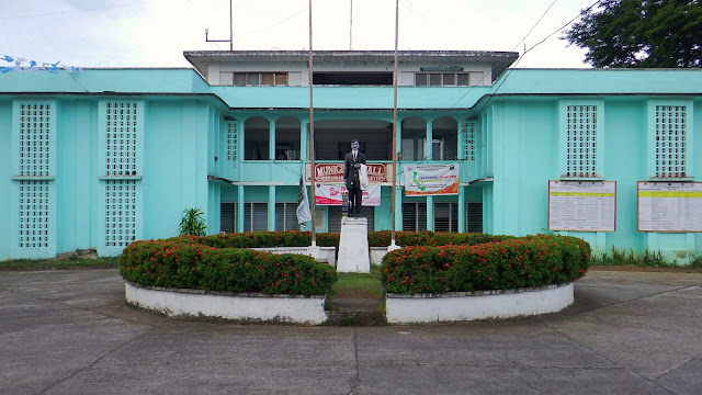 frontal view of municipal hall with Jose Rizal monument at Hinunangan Southern Leyte