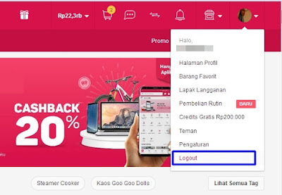 Cara Logout Akun Bukalapak di laptop