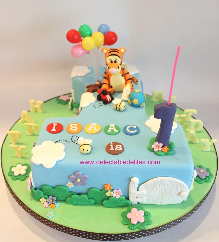 Delectable Delites Number One Shape Tigger Theme Cake For Issac S