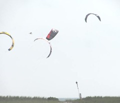 Cape Cod kite flying on a windy Sunday afternoon