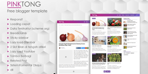 PinkTong, Template Blogger Sederhana, Gratis Dengan Speed Wuzz