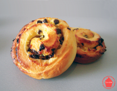 escargot brioche pépites chocolat crème patissière