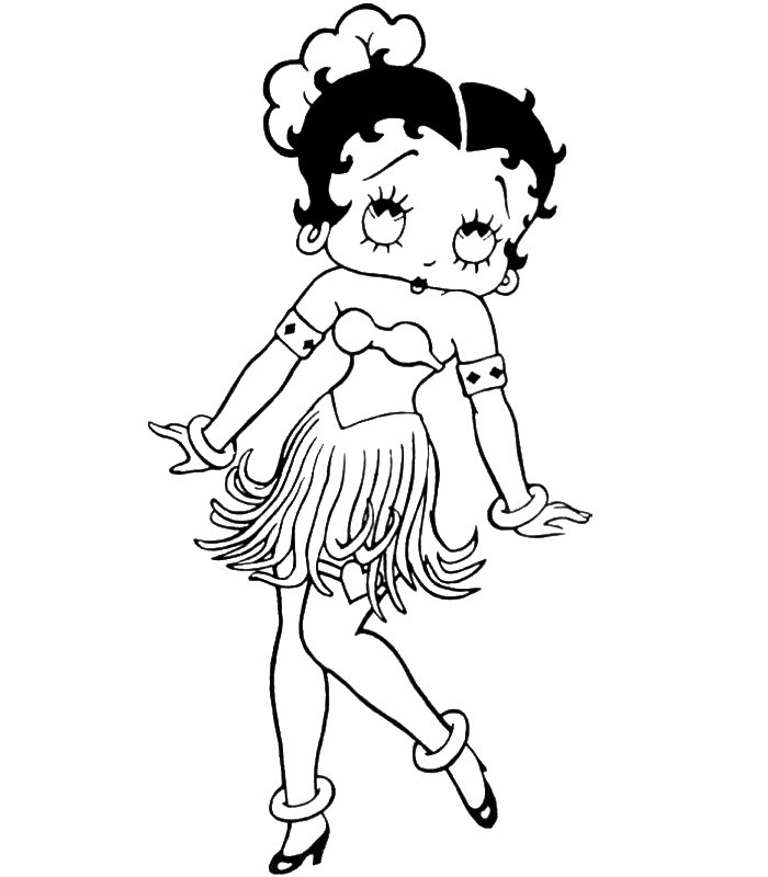 Hula girl Betty Boop in a grass skirt title=