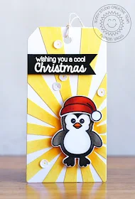 Sunny Studio Stamps Bundled Up Cool Christmas Penguin Holiday Gift Tag by Marion Vagg.