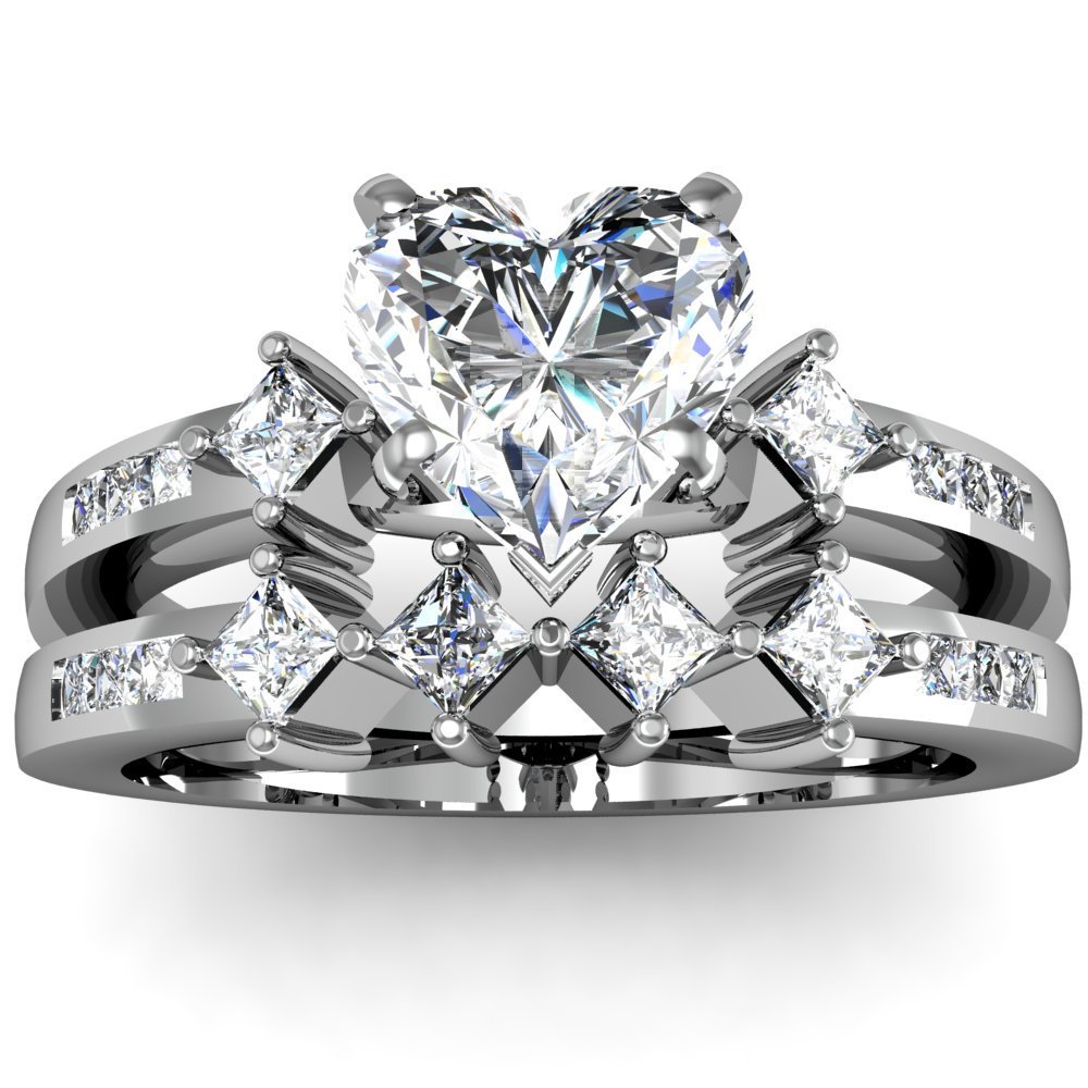 ... Ring - Heart Shaped Diamond Engagement and Wedding Ring Sets