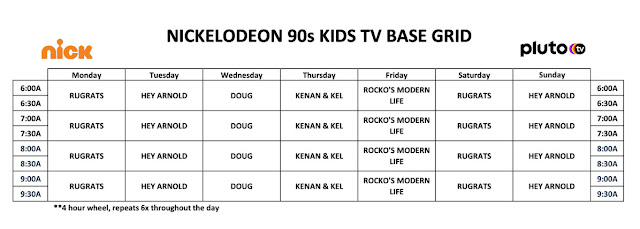 Nickelodeon 90’s Kids Pluto TV Schedule