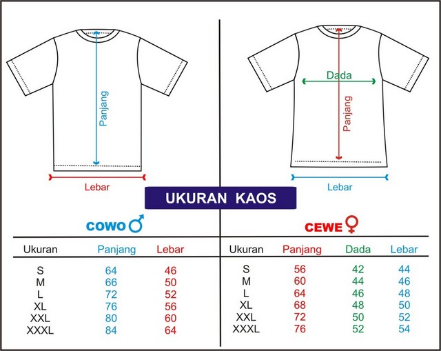 Clhoting s Panduan Warna Ukuran Kaos