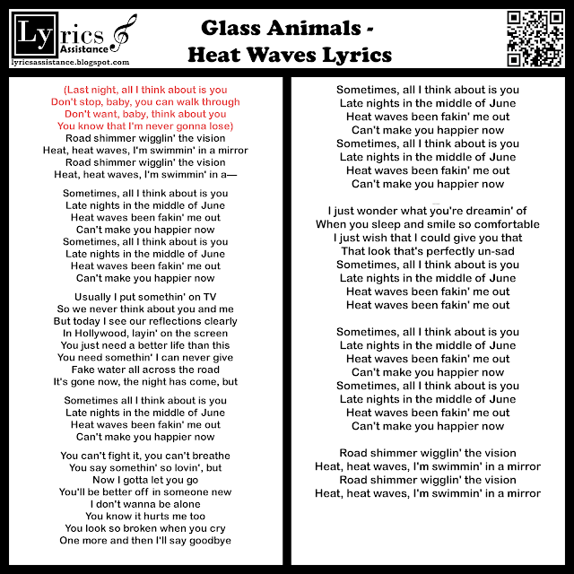 Glass Animals - Heat Waves Lyrics | lyricsassistance.blogspot.com