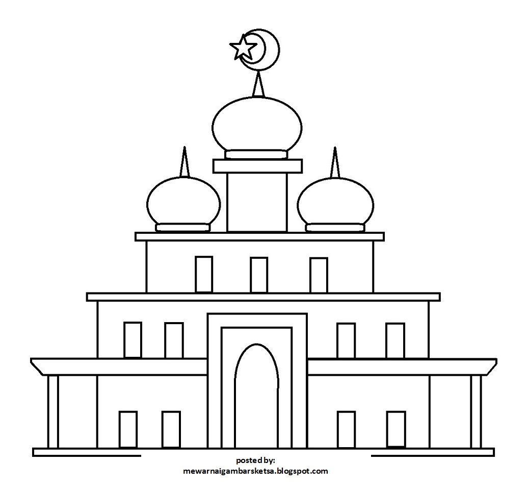 Mewarnai Gambar Mewarnai Gambar Sketsa Masjid  37