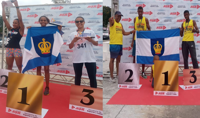 Maria São Pedro, Denilson Castro e Jailton Sena, têm bom desempenho em corrida na cidade de Jequié 