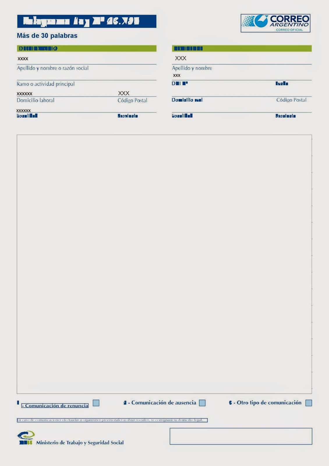 MODELOS DE TELEGRAMAS Y NOTIFICACIONES LABORALES 