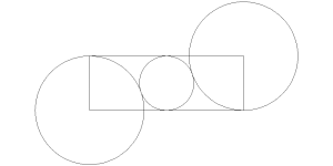 rectángulo y círculos tangentes