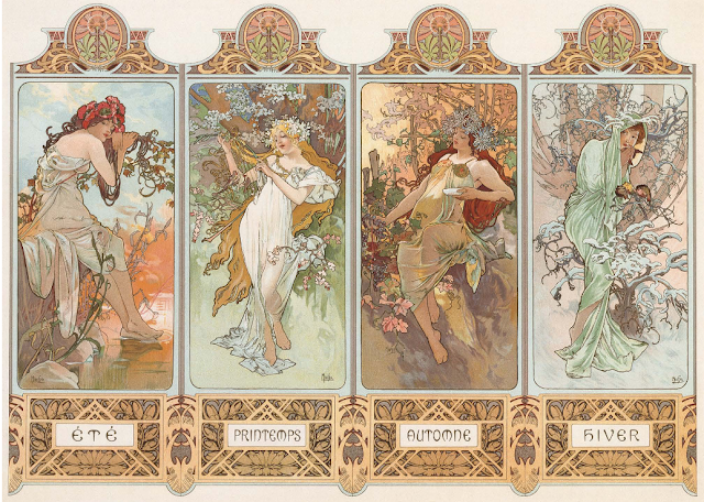 Les Saisons, 1896, panneau décoratif, lithographie en couleur