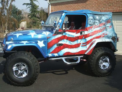 Airbrush USA Flag on Full Body Jeep Car 1