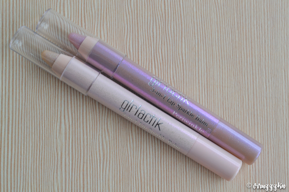 GIRLACTIK 3-in-1 Lip Sparkle Balm Duo Periwinkle и Twinkle Review Swatches