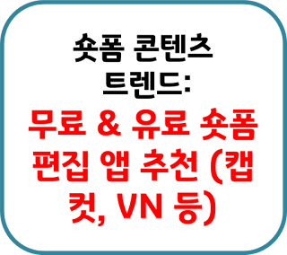 무료 & 유료 숏폼 편집 앱 추천 (캡컷, VN 등)