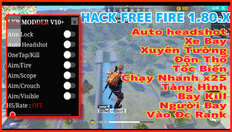 Menu Hack Free Fire OB33 | Auto Headshot 100%, Aim Bot, Auto Ghim Đầu, Không Văng, Không Lỗi V2