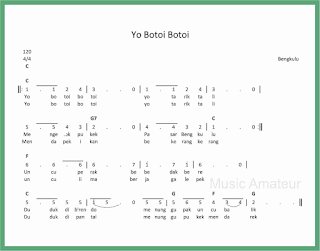 not angka lagu yo botoi botoi lagu daerah bengkulu