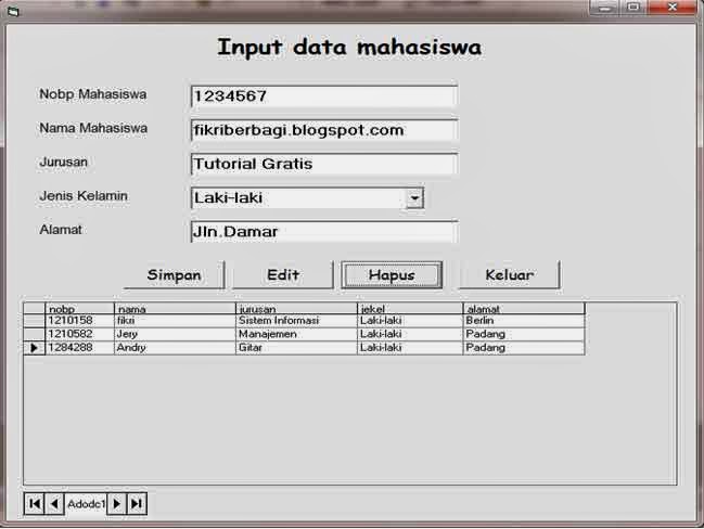 Contoh Database Mahasiswa Dengan Access - Contoh Su