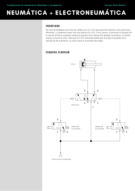 Cilindro de doble efecto accionado por válvula 52  Electroneumática  Práctica 9.2