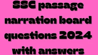 SSC passage narration board questions 2024 with answers