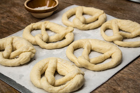 Pretzel knots, boiled, salted and ready to bake | Svelte Salivations