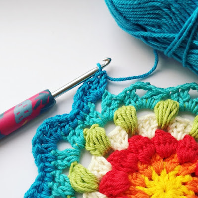 Picture close up of mandala being crocheted