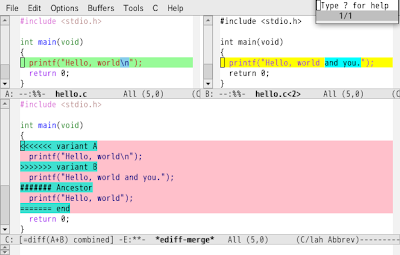 Emacs - ediff-merge-with-ancestor