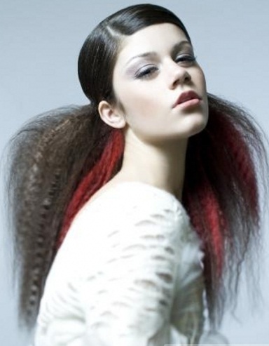 Long Black Hair with Red Highlights 2014