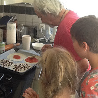 Making (chocolate) pizza with grandpa.