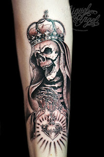 Death tattoo: Death wearing a royal crown