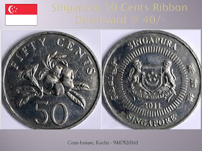 Singapore 50 Cents Ribbon Downward @ 40/-