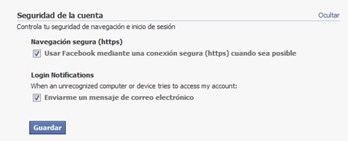 Conexion segura en Facebook