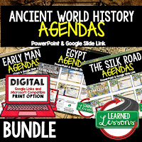 World History Agenda Templates, Middle and High School Activities, World History Curriculum