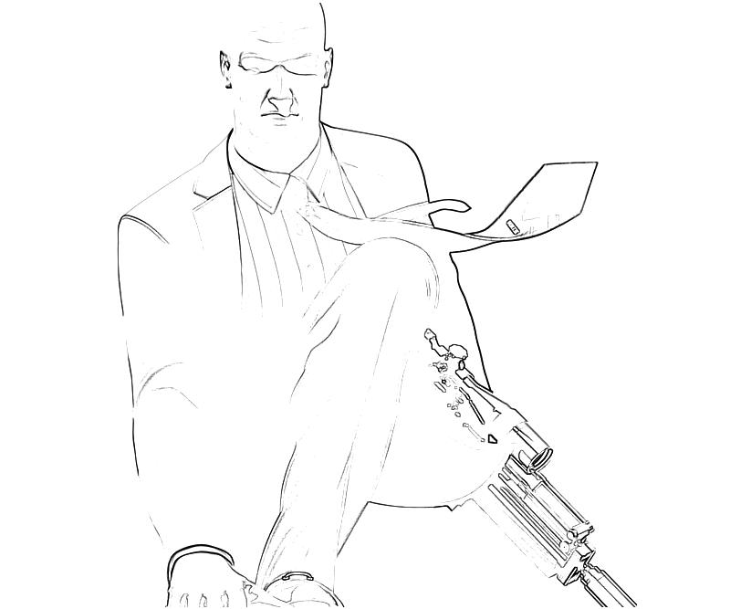 Printable Hitman Absolution Agent 47 Sniper Coloring Pages title=