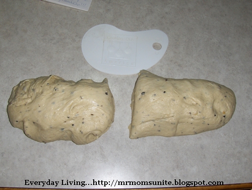 photo of the dough divided
