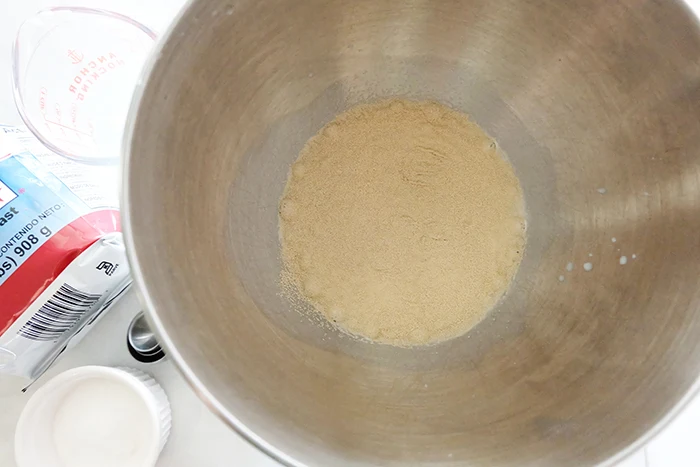 yeast in mixer bowl