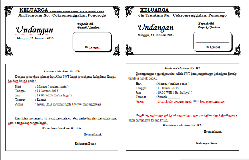 Kumpulan Undangan Lengkap - Warung Inspirasi