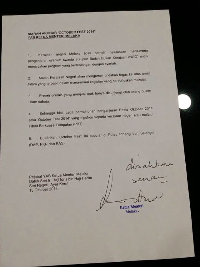 Jawapan Ketua Menteri Melaka Untuk Macai² PR Baca #Octoberfest